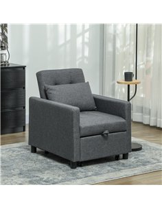 HOMCOM 3-In-1 Chair Bed, Convertible Sleeper Chair with Adjustable Backrest, Pillow and Footrest for Living Room, Dark Grey 2