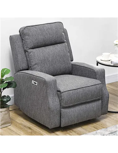 HOMCOM Electric Recliner Armchair with Adjustable Leg Rest, Charcoal Grey 833-987V71CG