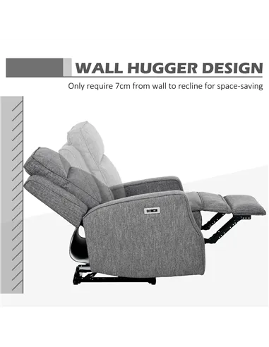 HOMCOM Electric Recliner Armchair with Adjustable Leg Rest, Charcoal Grey 833-987V71CG