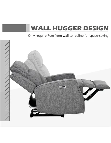 HOMCOM Electric Recliner Armchair with Adjustable Leg Rest, Charcoal Grey 833-987V71CG
