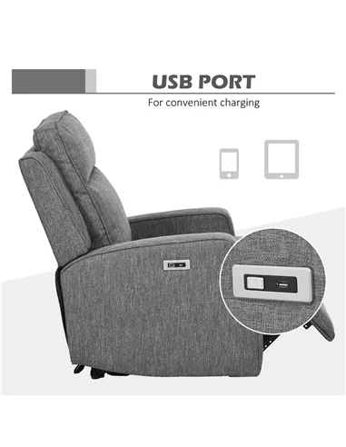 HOMCOM Electric Recliner Armchair with Adjustable Leg Rest, Charcoal Grey 833-987V71CG