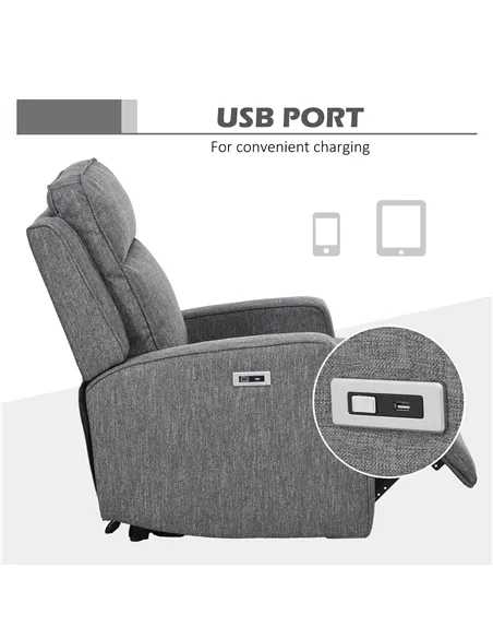 HOMCOM Electric Recliner Armchair with Adjustable Leg Rest, Charcoal Grey 833-987V71CG