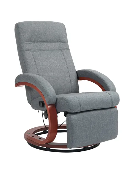 HOMCOM 135° Manual Reclining Swivel Chair, with Footrest - Grey