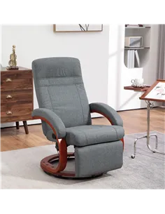 HOMCOM 135° Manual Reclining Swivel Chair, with Footrest - Grey 2