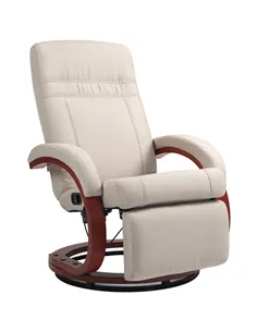 HOMCOM 135° Manual Reclining Swivel Chair, with Footrest - Beige
