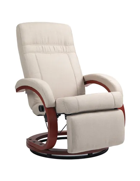 HOMCOM 135° Manual Reclining Swivel Chair, with Footrest - Beige