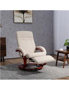 HOMCOM 135° Manual Reclining Swivel Chair, with Footrest - Beige 2