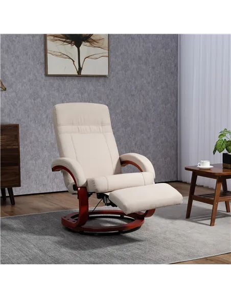 HOMCOM Swivel Recliner Chair with Extended Footrest, Beige 839-849V70BG