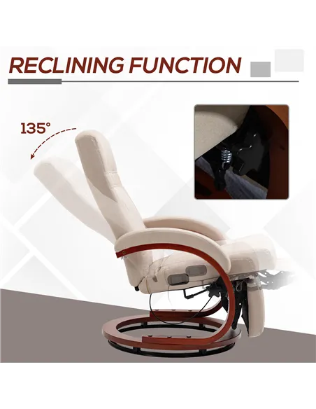 HOMCOM Swivel Recliner Chair with Extended Footrest, Beige 839-849V70BG