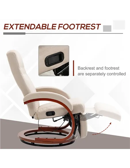 HOMCOM Swivel Recliner Chair with Extended Footrest, Beige 839-849V70BG