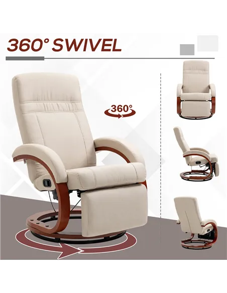 HOMCOM Swivel Recliner Chair with Extended Footrest, Beige 839-849V70BG