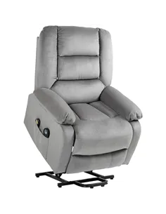 HOMCOM Velvet-Feel Electric Lift-and-Recline Massage Armchair, with Remote - Grey