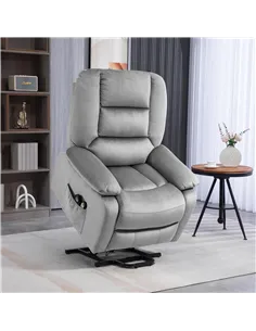 HOMCOM Velvet-Feel Electric Lift-and-Recline Massage Armchair, with Remote - Grey 2