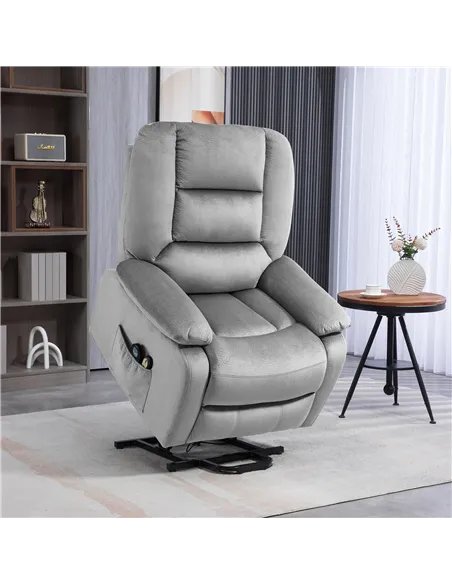 HOMCOM Electric Riser and Recliner Chair with Vibration Massage, Heat, Grey 713-161V70GY