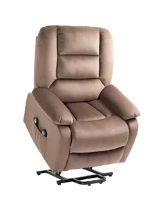 HOMCOM Velvet-Feel Electric Lift-and-Recline Massage Armchair, with Remote - Brown
