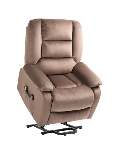HOMCOM Velvet-Feel Electric Lift-and-Recline Massage Armchair, with Remote - Brown