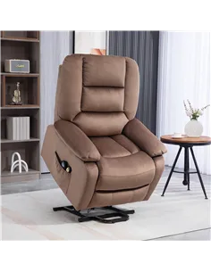 HOMCOM Velvet-Feel Electric Lift-and-Recline Massage Armchair, with Remote - Brown 2