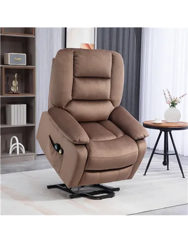 HOMCOM Electric Riser and Recliner Chair with Vibration Massage, Heat, Brown 713-161V70BN
