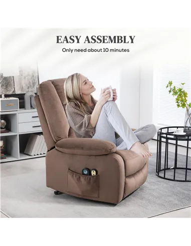 HOMCOM Electric Riser and Recliner Chair with Vibration Massage, Heat, Brown 713-161V70BN