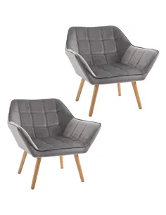 HOMCOM Armchair Accent Chair, Vanity Chair with Wide Arms, Slanted Back, Padding, Metal Frame, Wooden Legs, Home Bedroom Furnitu