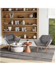 HOMCOM Armchair Accent Chair, Vanity Chair with Wide Arms, Slanted Back, Padding, Metal Frame, Wooden Legs, Home Bedroom Furnitu 2