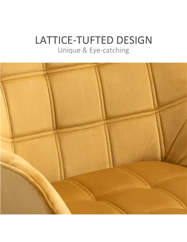 HOMCOM Armchair Accent Chair with Wide Arms, Set of 2, Yellow 833-P058