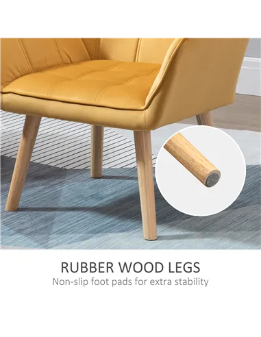 HOMCOM Armchair Accent Chair with Wide Arms, Set of 2, Yellow 833-P058