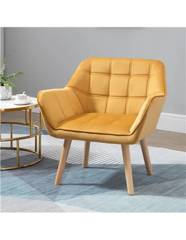 HOMCOM Armchair Accent Chair with Wide Arms, Set of 2, Yellow 833-P058