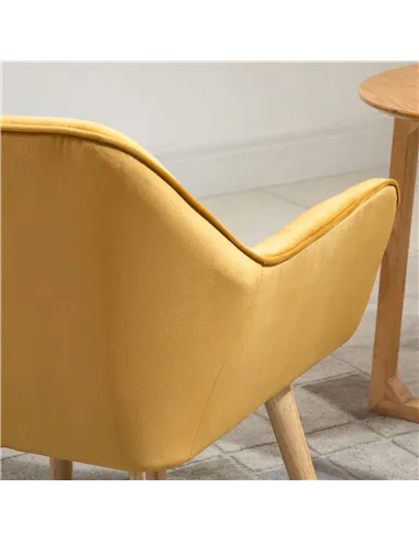 HOMCOM Armchair Accent Chair with Wide Arms, Set of 2, Yellow 833-P058