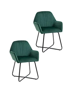 HOMCOM Velvet-Feel Plisse Back Accent Chair - Green