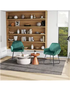 HOMCOM Velvet-Feel Plisse Back Accent Chair - Green 2
