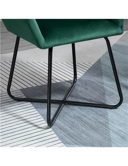 HOMCOM Modern Velvet-Feel Fabric Upholstered Armchair, Green 839-P026