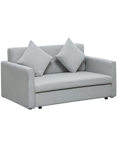 HOMCOM 2 Seater Sofa Bed, Convertible Bed Settee, Modern Linen Loveseat Sofa Couch with 2 Cushions, Hidden Storage for Living Ro