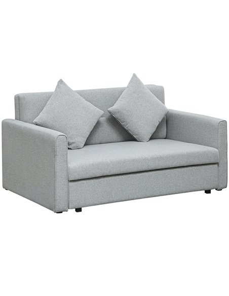 HOMCOM 2 Seater Sofa Bed, Convertible Bed Settee, Modern Linen Loveseat Sofa Couch with 2 Cushions, Hidden Storage for Living Ro