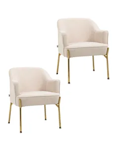 HOMCOM Accent Chair, Living Room Armchair, Vanity Chair with Gold Plating Metal Legs and Soft Padded Seat for Bedroom and Café, 