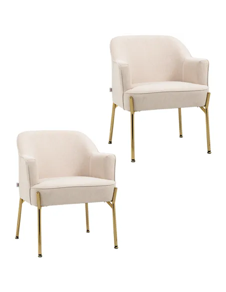 HOMCOM Accent Chair, Living Room Armchair, Vanity Chair with Gold Plating Metal Legs and Soft Padded Seat for Bedroom and Café, 