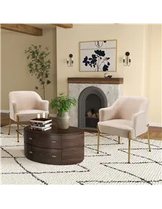 HOMCOM Accent Chair, Living Room Armchair, Vanity Chair with Gold Plating Metal Legs and Soft Padded Seat for Bedroom and Café,  2