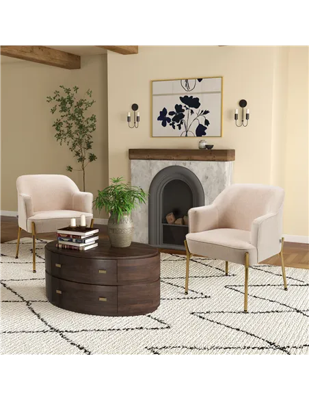 HOMCOM Elegant Accent Chair, Armchair for Living Room, White 839-P034