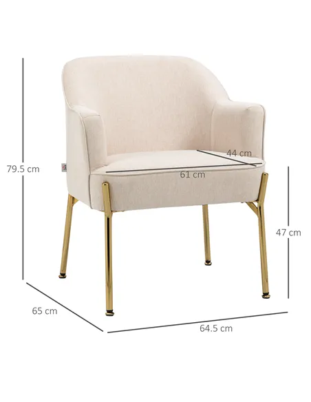 HOMCOM Elegant Accent Chair, Armchair for Living Room, White 839-P034