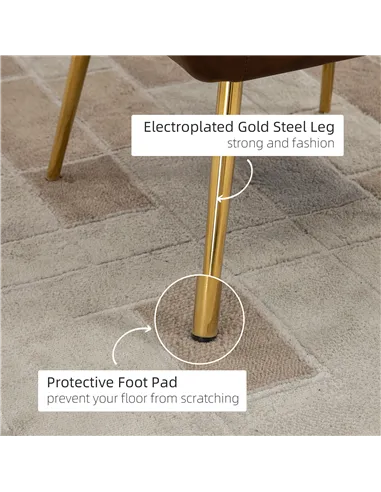 HOMCOM Velvet Armchairs, Upholstered Accent Chairs, Set of 2, Light Brown 839-P025