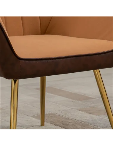 HOMCOM Velvet Armchairs, Upholstered Accent Chairs, Set of 2, Light Brown 839-P025