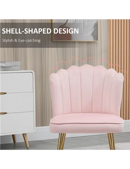 HOMCOM Set of 2 Modern Shell Luxe Velvet Accent Chair, Pink 839-P031