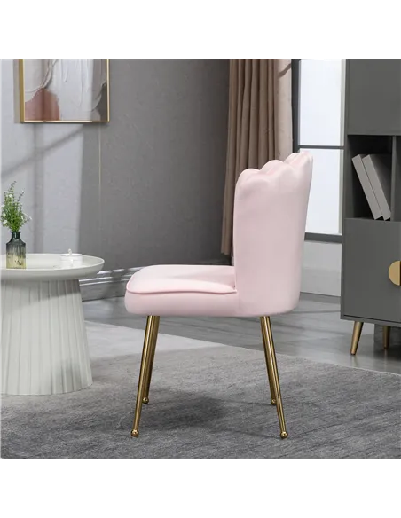 HOMCOM Set of 2 Modern Shell Luxe Velvet Accent Chair, Pink 839-P031