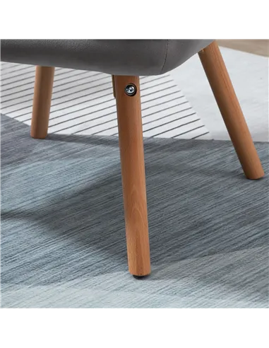 HOMCOM Modern Velvet-Touch Tufted Wingback Armchair, Grey 839-P032