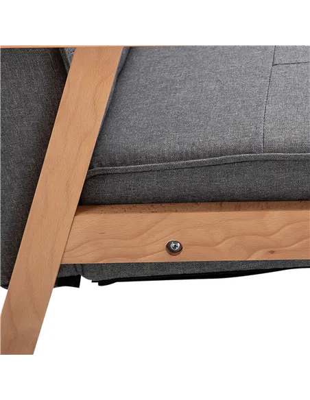 HOMCOM Reception Retro Accent Chair, Grey and Natural Wood, 833-P053