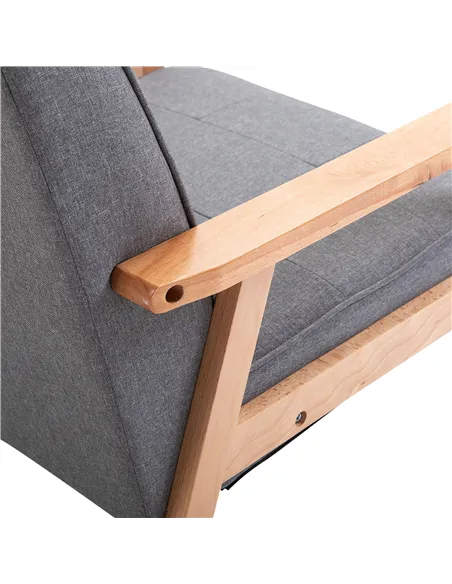 HOMCOM Reception Retro Accent Chair, Grey and Natural Wood, 833-P053
