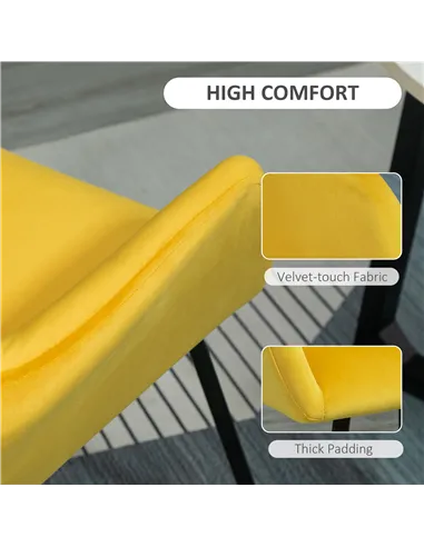 HOMCOM Modern Velvet-Feel Fabric Upholstered Armchair, Yellow 839-P028