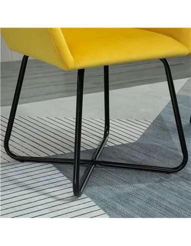 HOMCOM Modern Velvet-Feel Fabric Upholstered Armchair, Yellow 839-P028