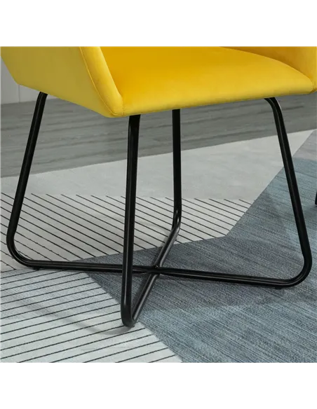 HOMCOM Modern Velvet-Feel Fabric Upholstered Armchair, Yellow 839-P028