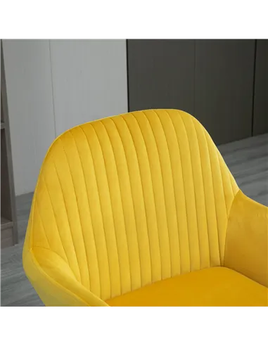HOMCOM Modern Velvet-Feel Fabric Upholstered Armchair, Yellow 839-P028